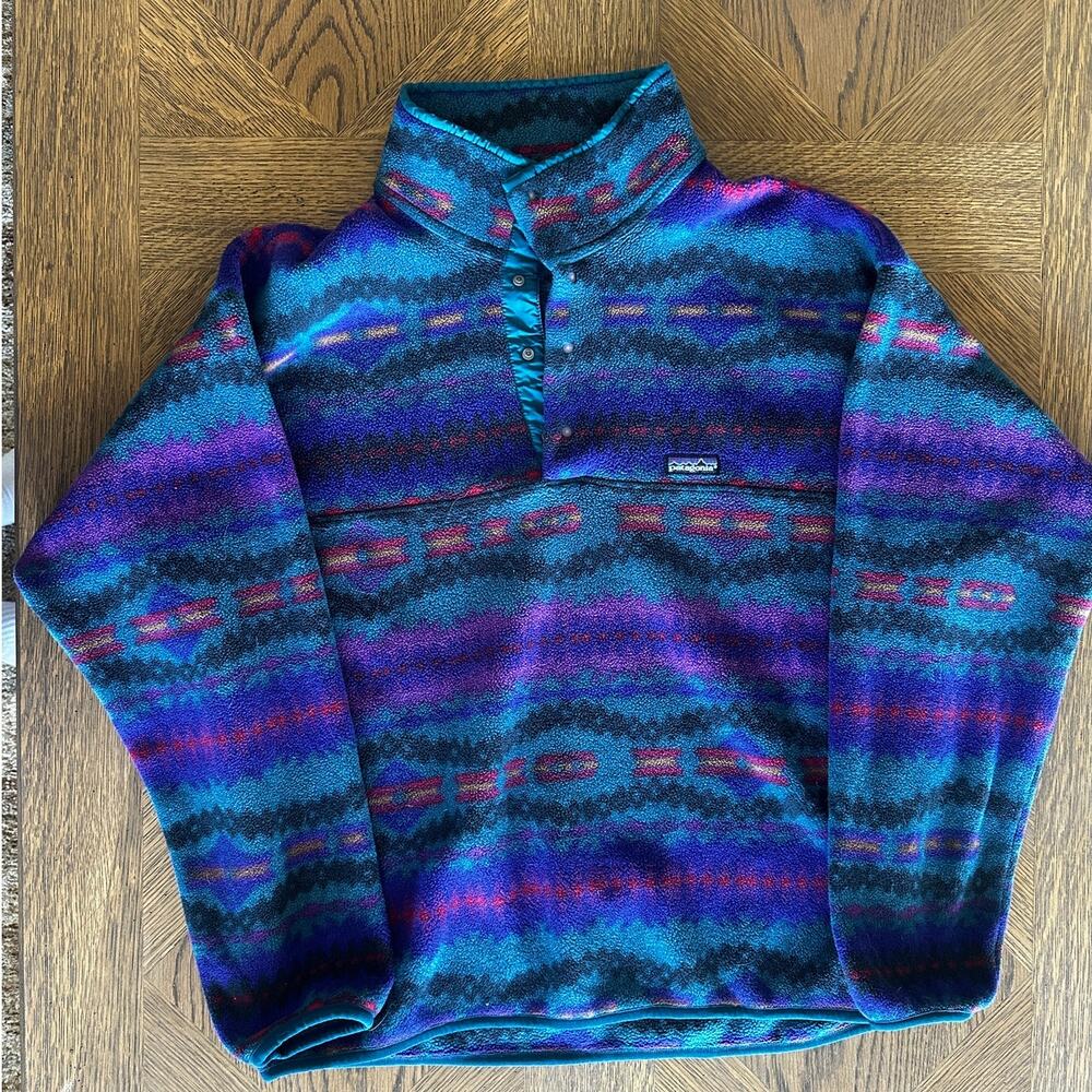 Vintage Patagonia Synchilla Snap-T Fleece Aztec Teal L